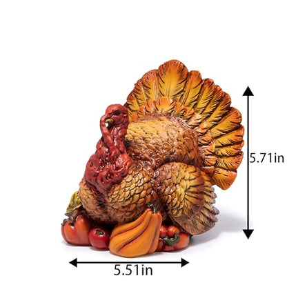 Hodao Thanksgiving Turkey Figurine, Resin Fall Tabletop Decor for Home