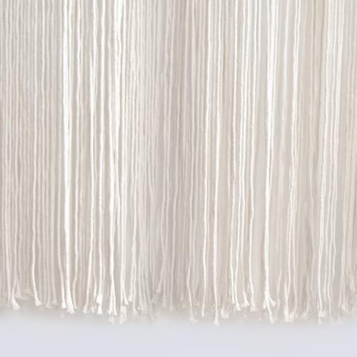 Flber 2Pcs Boho Beige Macrame Curtains Sheer Window Decor 23.6" W*98" L - color: Beige1*2