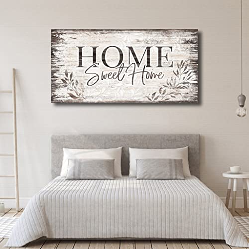 Home Sweet Home Wall Art Dark Brown Rustic Farmhouse Canvas Sign, 20"x40" - color: Home Sweet Home, size: 40"L x 20"W