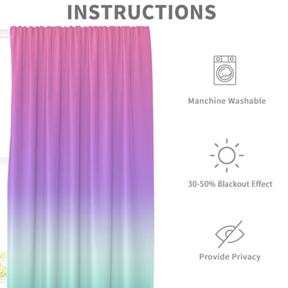 Pink Purple Curtains, Ombre, 2 Panels, 42" W x 63" L, Rod Pocket - color: Purple Pink, size: 42"W x 63"L (Pack of 2)