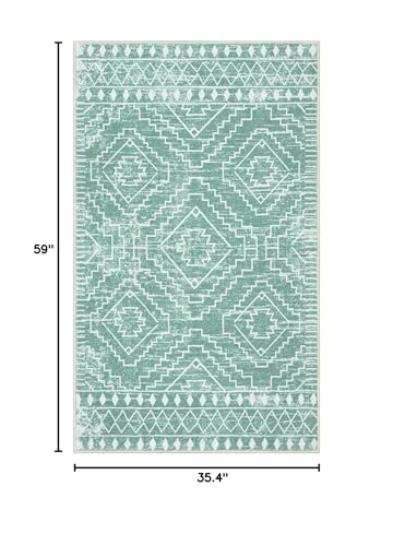 Wonnitar Moroccan 3x5 Area Rug, Sage Green Rug for Bedroom, Washable Farmhouse Kitchen Rug Non-Slip Living Room Throw Mat, Soft Non-Shedding Small Carpet for Bathroom Dorm Office (Mint Green,3'x5') - color: Mint Green, size: 3' x 5' (Rectangular)