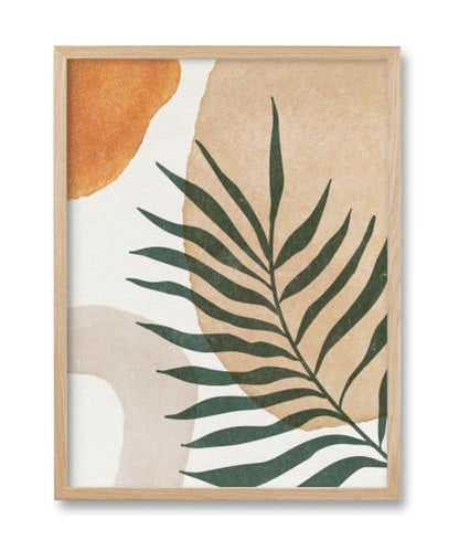 HesenDot Natural OAK Wood Abstract Botanical Leaf Framed Wall Art,12x16in - color: Abstract Leaf