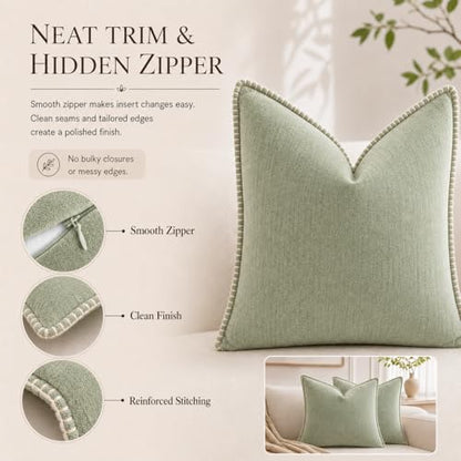 Decorative Throw Pillow Covers 18x18Inch, Pack of 2 Green - color: Chenille-green
