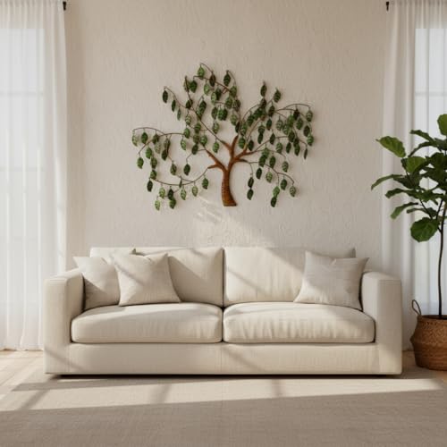 VEWOSTAR Leaf Metal Wall Art 22”W*27”H Tree of Life Wall Art for Room - color: Leaf