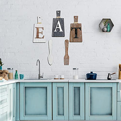 Jetec Cutting Board Eat Sign Set Wall Decor, White, Grey, Dark Brown - color: White, Grey, Dark Brown