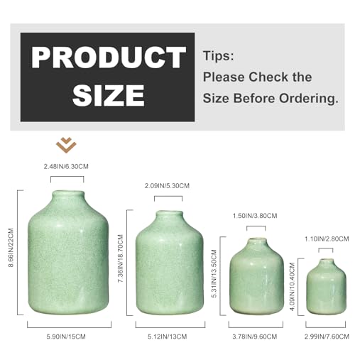 Sunddo Green Ceramic Flower Vase, 8 Inch - color: Green, size: 8 inch