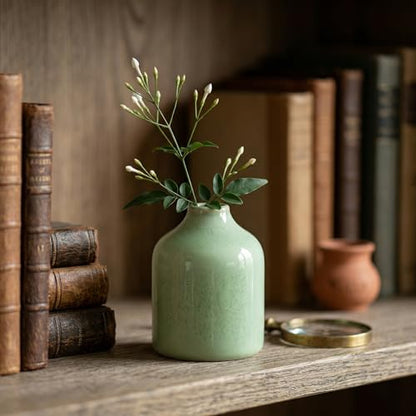 Sunddo Small Green Ceramic Bud Vase, 4 inch - color: Green, size: 4 inch