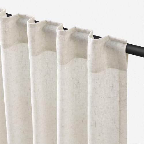 Jowels Natural Linen Curtains 84 Inch Long 2 Panels for Living Room - color: Natural, size: 52"W x 84"L (Pack of 2)