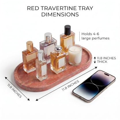 YKAJO Rosso Levanto Red Oval Marble Tray, 11.8x5.9 Perfume Organizer Dish - color: Rosso Levanto Red, size: 11.8" x 5.9" x 0.6"
