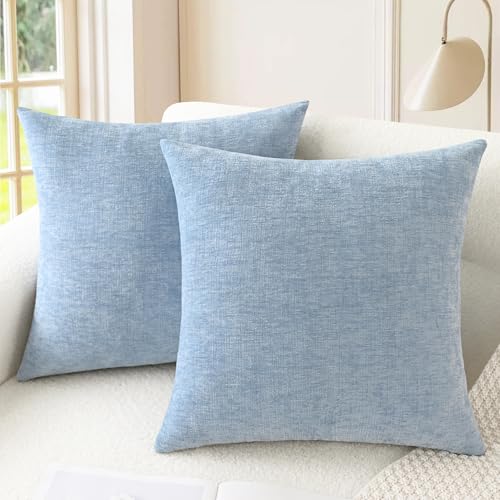 CaliTime Decorative Couch Throw Pillow Covers 16 X 16 Inches Baby Blue - color: Baby Blue, size: 16" x 16" (Pack of 2)