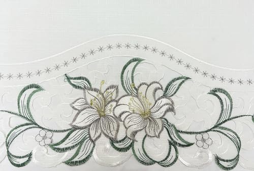 GOHD Lily Fragrance 3pcs Colorful Embroidery Kitchen Cafe Curtain Set.Taupe - color: Taupe
