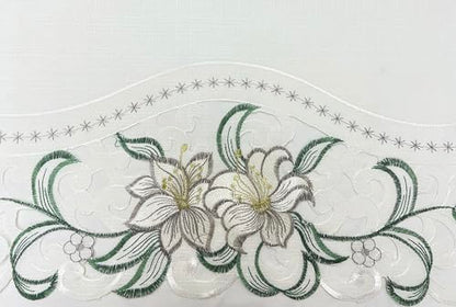 GOHD Lily Fragrance 3pcs Colorful Embroidery Kitchen Cafe Curtain Set.Taupe - color: Taupe