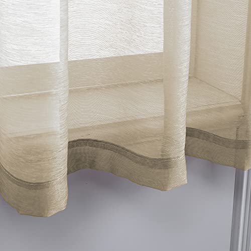 DONREN Taupe Textured Sheer Voile See Through Window Curtain Grommet Panels for Bedroom,Living Room(Tan,52 W x 63 inch Long,2 Piece) - color: Taupe, size: 52"W x 63"L (Pack of 2)