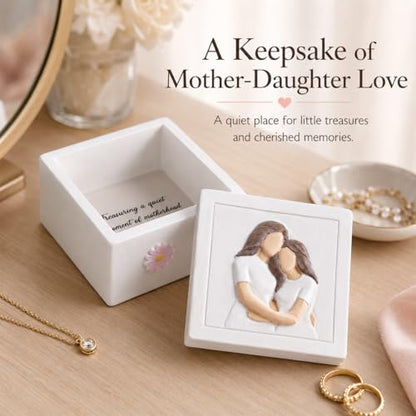 Mother and Daughter Figurines Keepsake Box - Sentimental Jewelry Gift Box for Mom, Grandma, Sister or Best Friend - Unique Birthday, Christmas, Mothers Day Gifts for Women, Female, Girls (Support) - style: Support