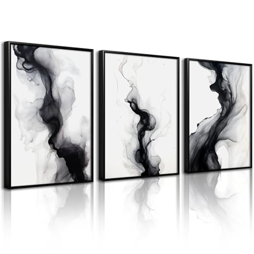 Black White Abstract Wall Art Decor Gray Modern Wall Art Minimalist Canvas Painting Black White Grey Pictures Poster Abstract Prints Artwork for Living Room Bedroom 12x16 Set of 3 Inch Unframed - color: Modern Abstract Prints, size: 12x16 inch Unframed