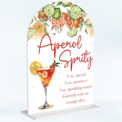 Aperol Spritz Decor Sign for Wedding Acrylic Arch Wedding Bridal Shower Baby Shower Welcome Table Signs for Ceremony and Reception Decor Aperol Spritz Party Decorations Gift 7 x 5 Inches - color: Aperol