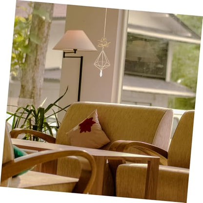SUPVOX Window Hanging Sun Catcher with Crystal Prism Lotus Hanging Ornament Rainbow Maker for Home Office Garden Metal Frame Decor Easy Install