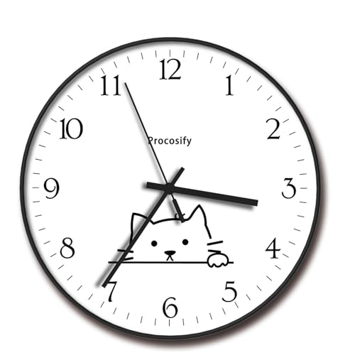 8 inch Decorative Wall Clock Battery Operated, White Cat - color: 2126-white Cat, size: 8 Inch