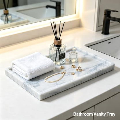 Natural Marble Bathroom Tray, 12"x8" Stone Vanity Decorative Counter Trays - color: 12"x8"-namib Sky