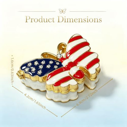Jewelry Box American Flag Patriotic Trinket Box 4th Of July Home Decor - color: butterfly-2