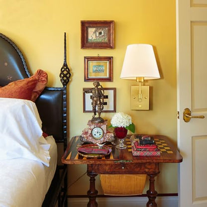 SAMTEEN Modern Gold Plug in Wall Sconces with Linen Shade Set of Two - color: Gold