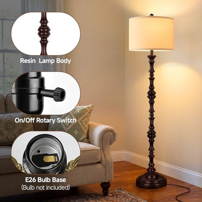 Coucrek 61" Farmhouse Floor Lamp for Living Room, Antique Rustic Floor Lamp - color: Red Brown