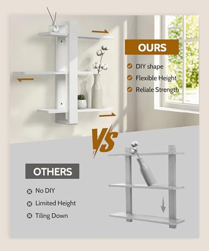 SUMGAR White Floating Shelves for Wall, 3 Tier Adjustable Large Shelf Unit - color: White, size: 3 Tier 19.6in