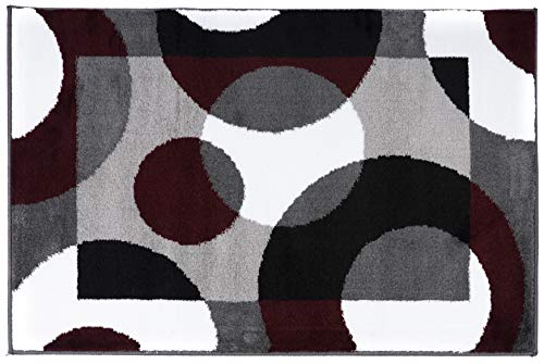 Rugshop Circles Modern Soft Living Room Bedroom Area Rug Burgundy 2' x 3' - size: 2' x 3' (Rectangular)