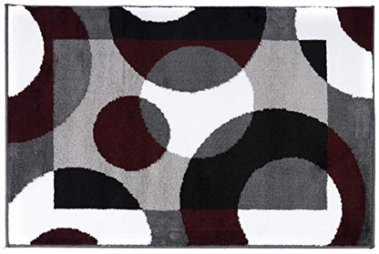 Rugshop Circles Modern Soft Living Room Bedroom Area Rug Burgundy 2' x 3' - size: 2' x 3' (Rectangular)