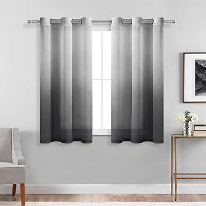 DWCN Black Ombre Sheer Curtains 54 Inches Long for Living Room 2 Panels Set - color: Black, size: 42"W x 54"L (Pack of 2)