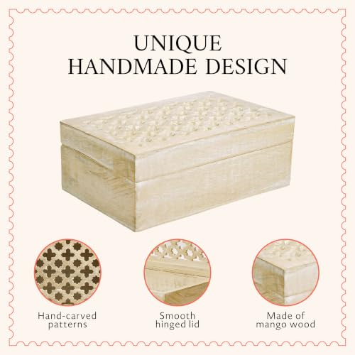 Mela Artisans Trellis Mango Wood Storage Box - Whitewash, 7.5x4.5 in - color: Whitewash, size: Medium
