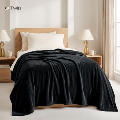 Soft Fleece Blanket for Bed Twin Size Black (60x80 Inch) - color: Black, size: Twin (60x80 Inch)