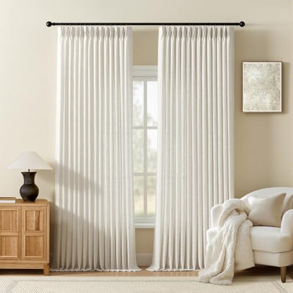 AUSSPVOCT Pinch Pleated Sheer Curtains 96 Inches Long for Living Room - color: Natural, size: 40"W x 96"L (Pack of 2)