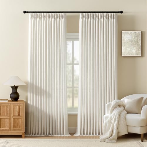 AUSSPVOCT Pinch Pleated Sheer Curtains 96 Inches Long for Living Room - color: Natural, size: 40"W x 96"L (Pack of 2)