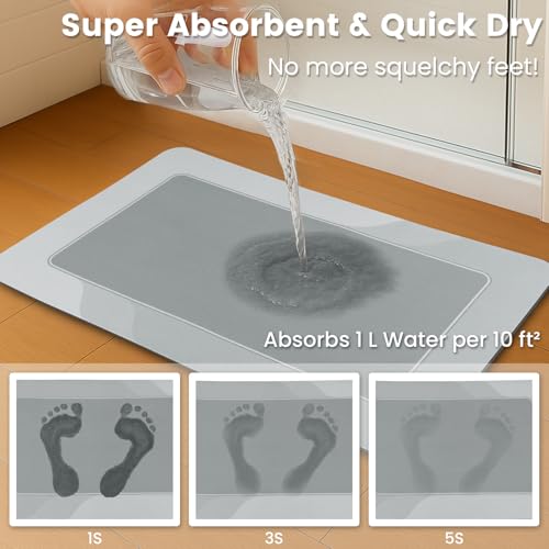 ArtyCozy Absorbent Soft Bath Mat 2 Piece, Grey, 17" × 27'' Plus 17'' × 27'' - color: Grey, size: 17'' × 27'' + 17'' × 27''