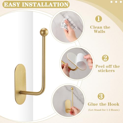 CroBlissful 2 Pcs Adhesive Curtain Holdbacks No Drill Window Hook,Gold - color: Gold