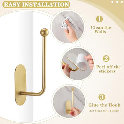 CroBlissful 2 Pcs Adhesive Curtain Holdbacks No Drill Window Hook,Gold - color: Gold