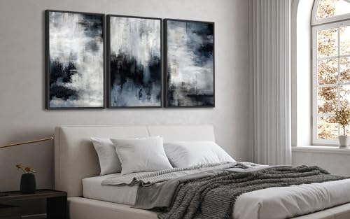 Large Framed Abstract Wall Art, Rustic Blue Canvas Prints, 20"x28"x3 - color: navy, size: 20" X 28" X 3pcs Framed