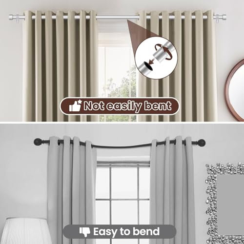 Silver Curtain Rods for Windows 28 to 48 Inch,5/8 Inch Diameter Heavy Duty Metal Stainless Steel Drapery Rods with Brackets,Modern Curtain Rod with Simple End Caps - color: Silver, size: 28-48"(1 Pack)