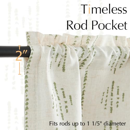 jinchan Striped Valance 18 Inch Modern Boho 1 Panel Green on Linen - color: Boho Green on Linen, size: 50"W x 18"L (Pack of 1)