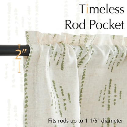 jinchan Striped Valance 18 Inch Modern Boho 1 Panel Green on Linen - color: Boho Green on Linen, size: 50"W x 18"L (Pack of 1)