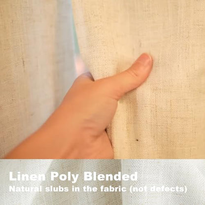 Vision Home Natural Pinch Pleated Full Blackout Curtains Linen Blended Room Darkening Window Curtains 90 inch for Living Room Bedroom Thermal Insulated Pinch Pleat Drapes with Hooks 2 Panel 40"Wx90"L - color: Natural, size: 40"W x 90"L (Pack of 2)