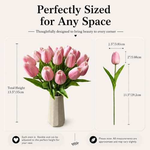 Mandy's 20 Stems Peach Pink Artificial Tulip Flowers for Home Centerpieces - color: Peach Pink 20pcs