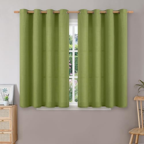 BGment Short Olive Green Curtains for Bedroom, 54 Inches Long 2 Panels - color: Olive Green, size: 52"W x 54"L (Pack of 2)