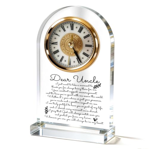 WKYAER Acrylic Clock for Uncle, Best Uncle Birthday Gifts from Niece Nephew, Family Desk Clock, Sentimental Office Desktop Decor, Gift for Uncles, 4.3 x 7.8 in - color: Uncle