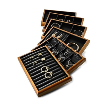 Oirlv Black Wood Jewelry Ring Display Tray - color: Black, size: 11 slot