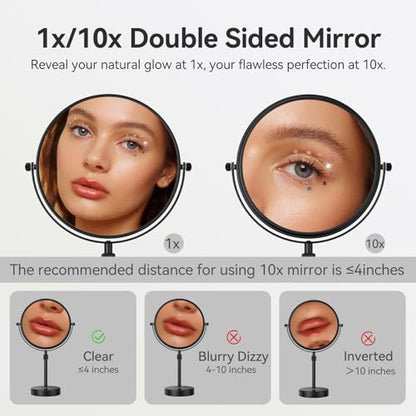 Nicesail Adjustable Tabletop Makeup Mirror Magnified Vanity Matte Black 10X - color: Matte Black-10x