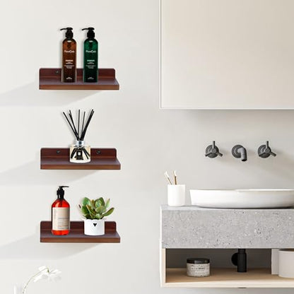 Small Floating Shelves for Wall,5x8.5 Inch,Set of 3,Dark Walnut - color: Dark Walnut