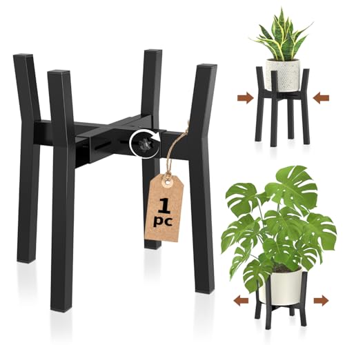 LASZOLA Plant Stand Flower Pot Holder Indoor Adjustable, Metal Black - color: 1 Pack Metal Black