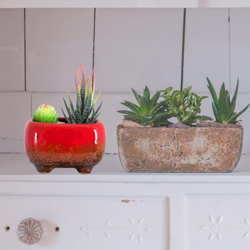 ARTKETTY Succulent Pots, Small Succulent Plant Pots with Drainage Set of 6 - color: Colorful - 3.5 Inch
